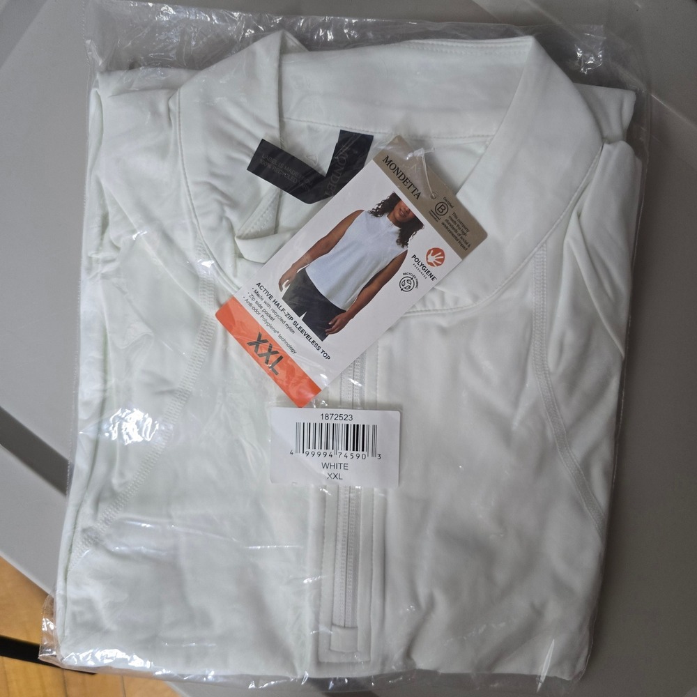 Mondetta NWT Active Half-Zip Sleeveless Top White XXL